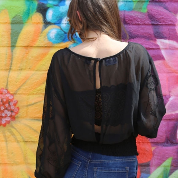 New Angie sheer embroidered long‎ sleeve top - Picture 6 of 6